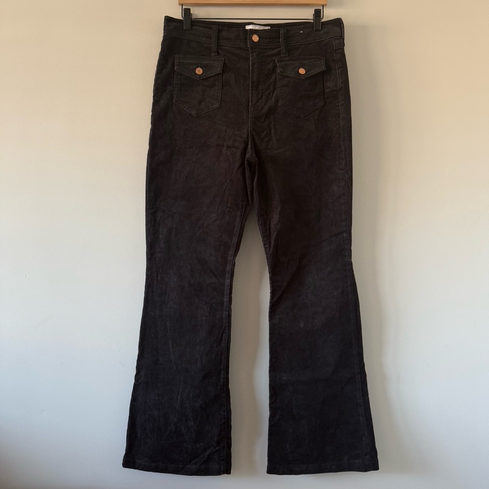 Gap 70s Flare High Rise Corduroy Pants Womens 31 Black 90s Phoebe Buffay